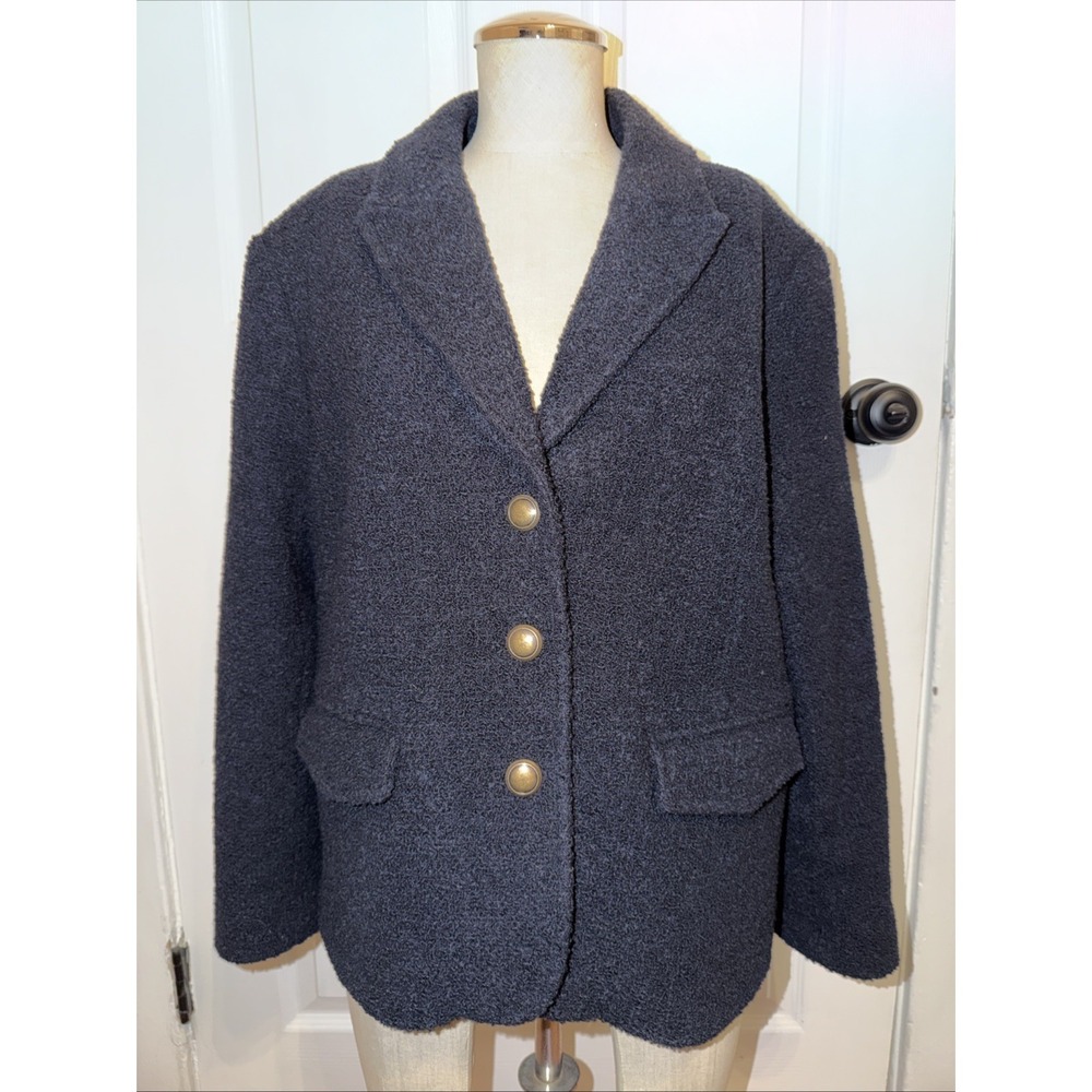 BODEN‎ Women's Navy Texture Wool Coat Size US16 3 Brass Button Italian Fabric